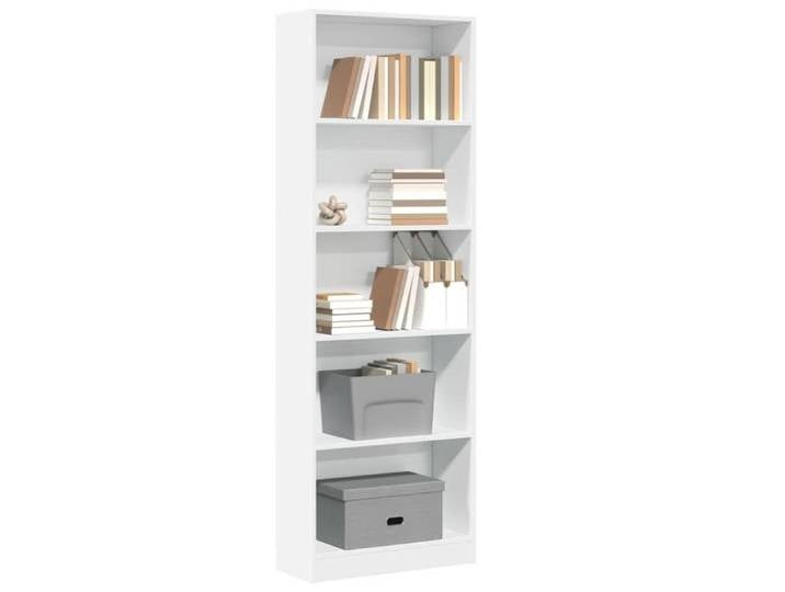 Bibliothèque en Bois - Blanc - Bibliothèque Blanc 60x24x176 cm - Bois d'ingénierie - Étagère Salon exz18l