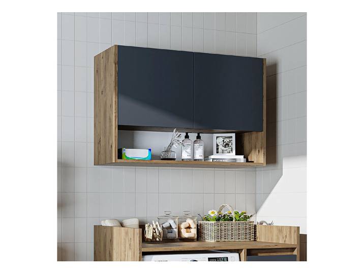 Roomart Waschmaschinenumbauschrank DERIN-II 100 cm – Überbauschrank, Seitenschrank, 4 Farben, Soft-Close (Set) Umbauschrank mit Seitenschrank, Wandüberbau, Soft-Close