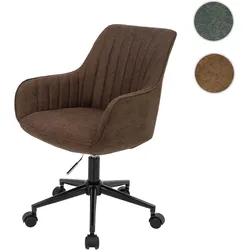 Bürostuhl HWC-J62, Drehstuhl Schreibtischstuhl Lehnstuhl, Stoff/Textil mit Armlehne ~ braun