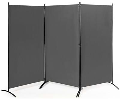 Costway 6 Feet 3 Panel Room Divider with Durable Hinges Steel Base-Gray