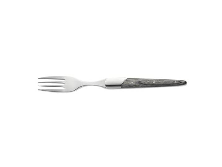 12x Steakgabel Set CARLOS mit grauem Pakkaholzgriff, 22,5 cm, Set, Klingenstahl 420, Holz