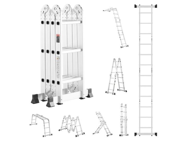 Echelle multifonctions VEVOR\, échelle multifonctions 7 en 1\, support en A\, échelle télescopique réglable en 3 positions\, échelle télescopique de 3\,5 m de haut\, échafaudage d'échelle\, capacité de charge 150 kg