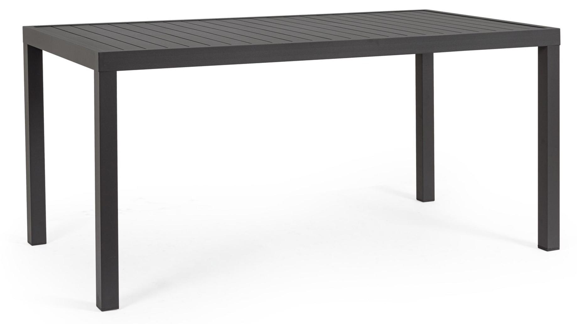 Gartentisch HILDE aus pulverbeschichtetem anthrazitfarbenem Aluminium, 150×80 cm