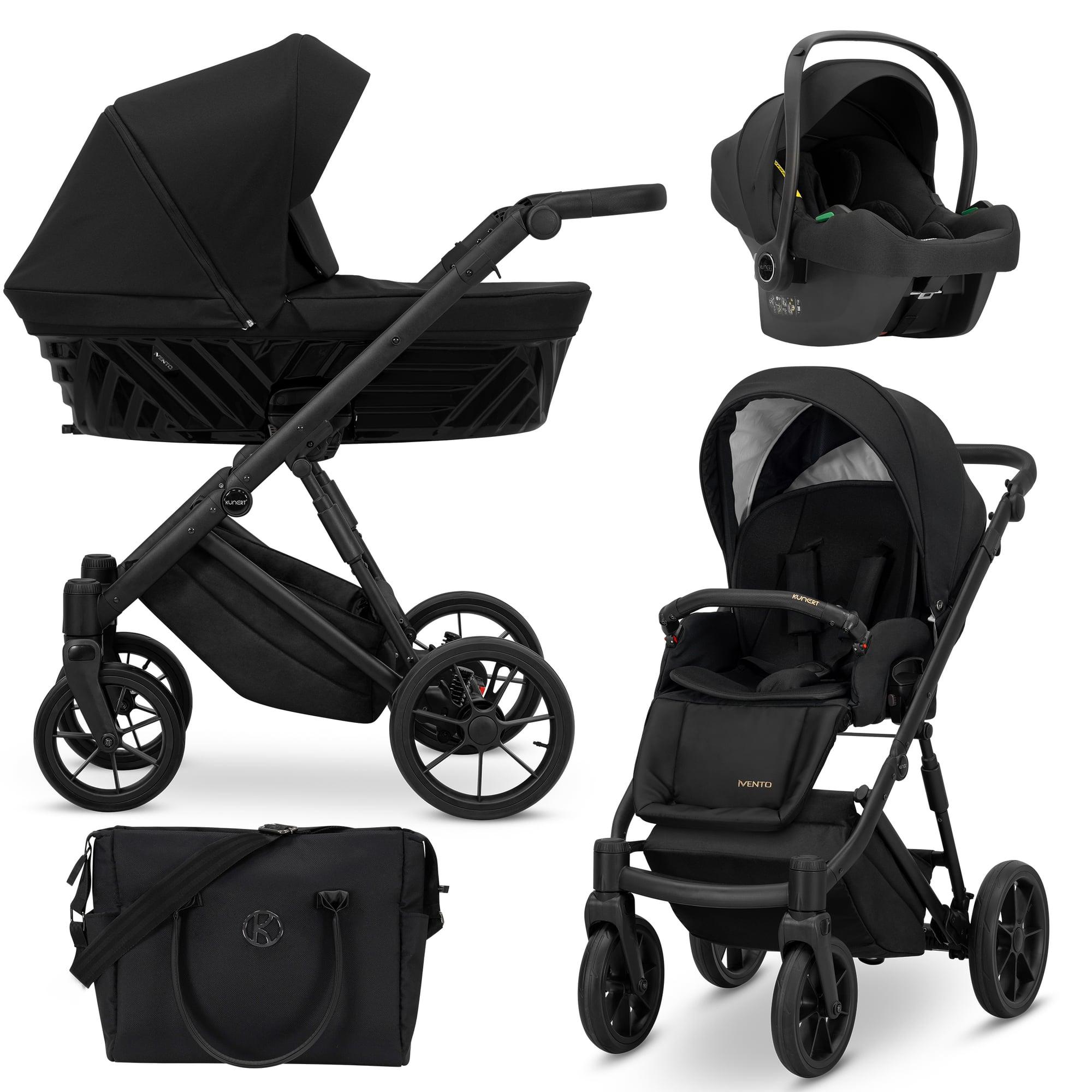 Kunert Ivento 3-in-1 Kombikinderwagen Schwarz mit Babyschale