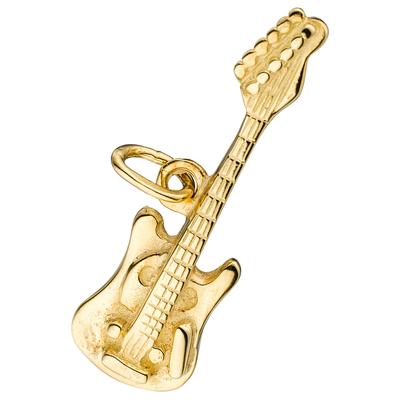 Kettenanhänger JOBO "Anhänger Musik Gitarre 13 mm", gold (goldfarben), Schmuckanhänger, Damen, Silber 925 (Sterlingsilber), Kettenanhänger, 925 Silber vergoldet