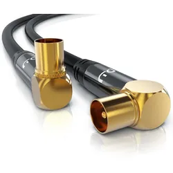 Primewire Antennenkabel 90° gewinkelt, Koax, TV-Kabel, RF, IEC, HDTV, 4-fach Schirmung, 75 Ohm, 120dB - 1m