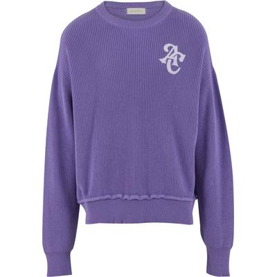 Rundhalspullover ANOTHER COTTON LAB "Another Cotton Lab", Herren, Gr. M, lila (violet), 100% Baumwolle, mehrfarbig, oversize, Rundhals, Pullover Rundhalspullover