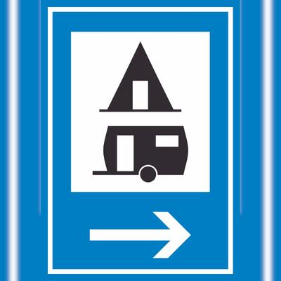 HB-Druck Campingplatz rechts Schild A2 Rückseite selbstklebend