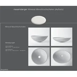 Mineral-Aufsatzbecken rund Höhe: 136mm, DM 360mm