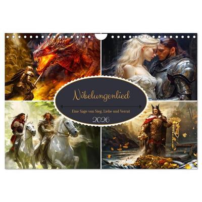 Nibelungenlied - Eine Sage von Sieg, Liebe und Verrat (Wandkalender 2026 DIN A4 quer), CALVENDO Monatskalender