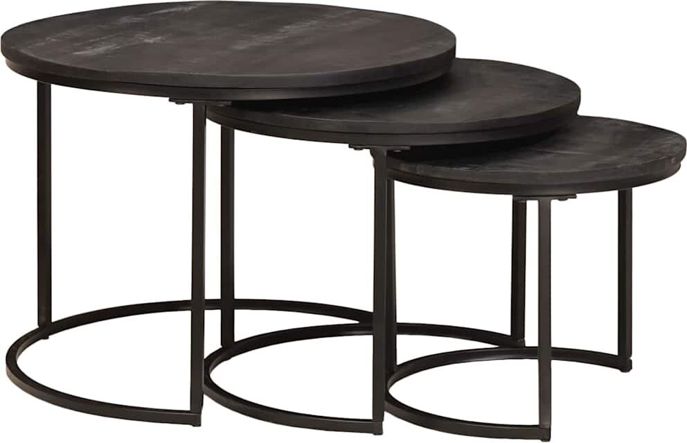 vidaXL Tables basses gigognes 3 pc Noir 54 x 54 x 40 cm
