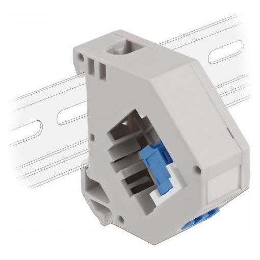 Delock Hutschienenadapter mit Keystone LC Duplex Buchse zu LC Duplex Buchse blau (Keystone Modul) (87189)