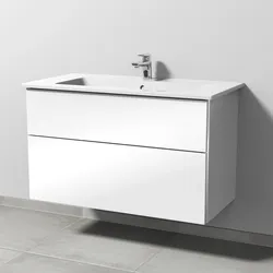Sanipa Waschtischunterschrank „3way“ 955 × 591 × 478 mm in Weiß (glanz), Becken mittig