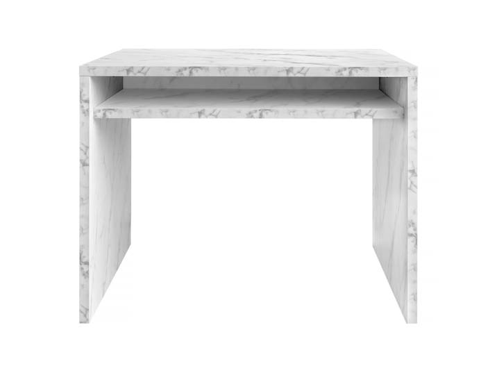 Bureau avec rangement effet marbre blanc