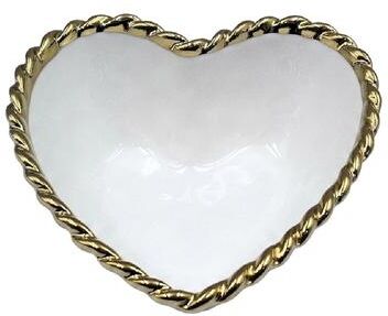 Jiallo "5.75"" Luxury Heart-Shaped Porcelain Snack & Candy Bowl with Gold Trim"