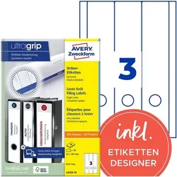 Avery Zweckform Selbstklebende Ordnerrücken-Etiketten »L4759-10« weiß, 8 cm