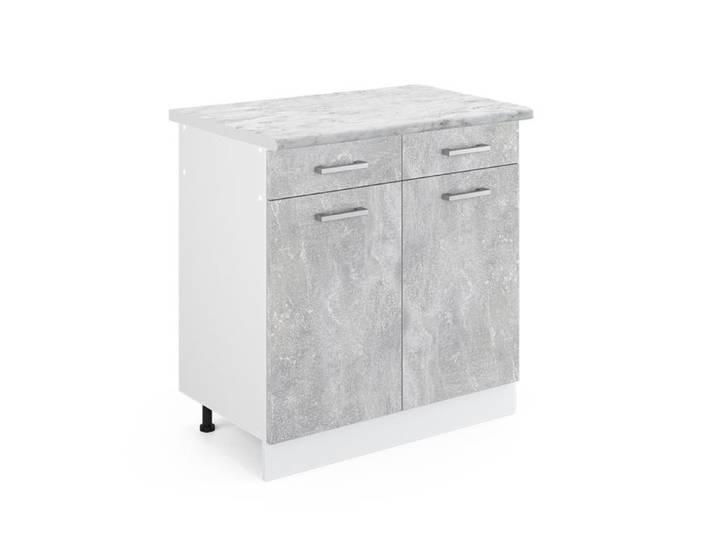 Meuble cuisine R-Line 80cm PT Marbre Béton/Blanc Vicco 30243