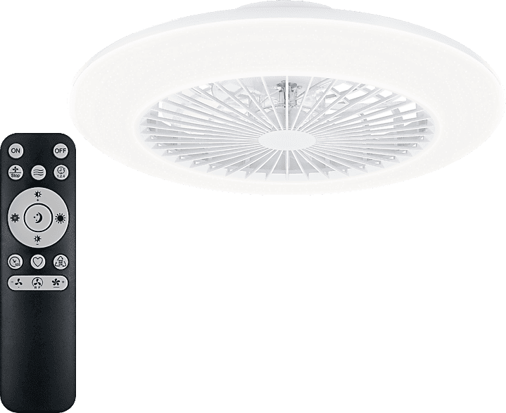 Ventilador de techo - Philips Amigo 60+25 W, Luz LED, Regulable, Mando a distancia, Blanco