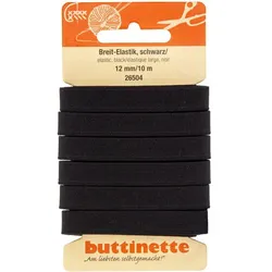 buttinette Gummiband "Standard-Elastik", schwarz, Breite: 12 mm, Länge: 10 m