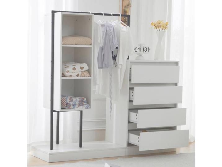 Armoire multifonction - Blanc - Panneau de particules - Dimensions 140x40x135 cm - Poids 48.12 kg - Style minimaliste