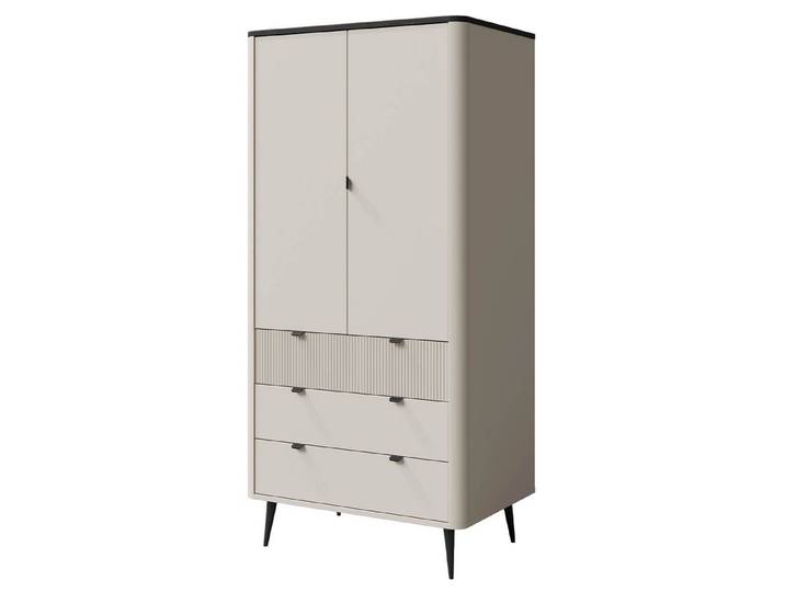 Beautysofa Drehtürenschrank MIA 2-türig mit 3 Schubladen (Metallgriffe, Soft-Close-Funktion) 3 moderne Farbkombinationen
