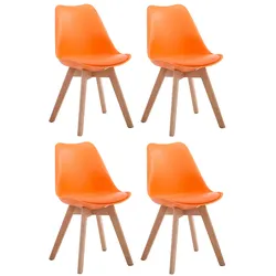 CLP 4er Set Besucherstühle Borneo V2 Natura Kunstleder   Farbe: orange, Gestell Farbe: natur