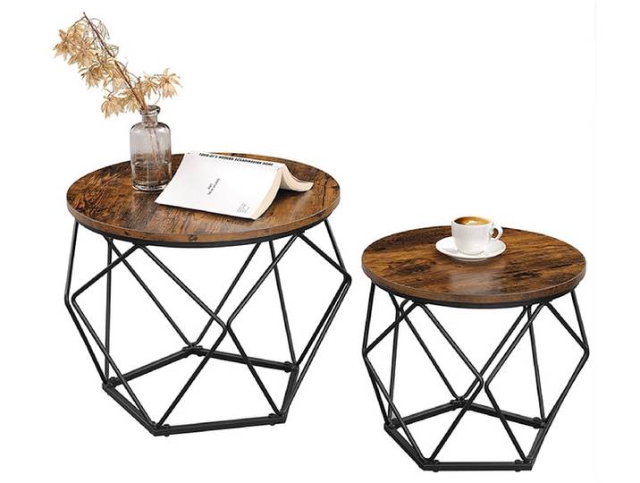 SONGMICS Set für Couchtische RUSTIK 50x50x40cm braun