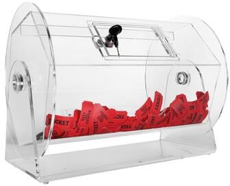 GSE Games & Sports Expert GSE™ Medium Acrylic Raffle Drum, Raffle Ticket Spinning Cage for Tickets, Raffle Balls, Holds 5,000 Tickets - White