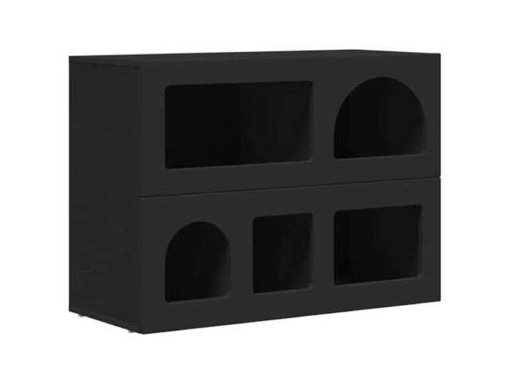 Kaorsrow Sideboard Schwarz 80,5x35x59 cm Kommode aus Holzwerkstoff Moderne Anrichte für Wohnzimmer und Flur mit mehreren Fächern für strukturierte Aufbewahrung und Dekoration.