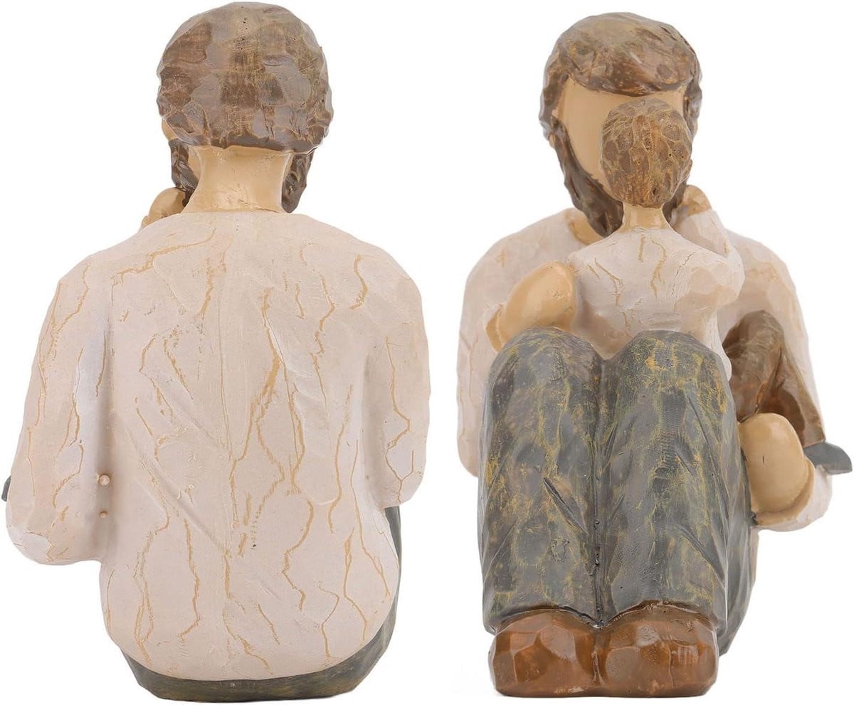 Handgeschilderd Familie Beeldje Vader en Kind voor Huisdecoratie, Hoogte: 115 cm