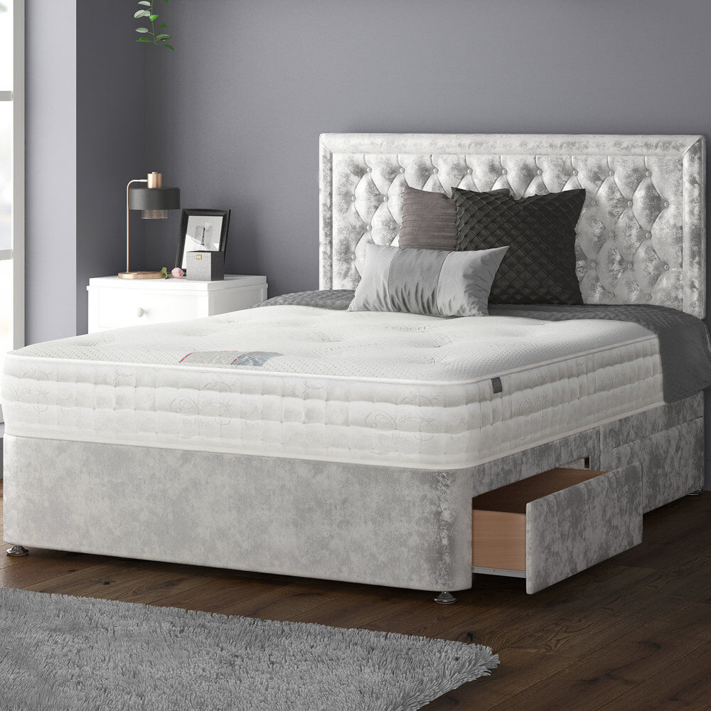 Rosdorf Park Fan Upholstered Drawers Bed Silver Super King (6')