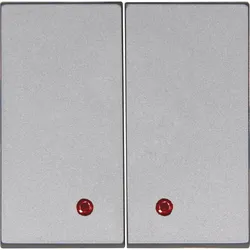 Kopp 862120122 Flächendoppelwippe HK07, mit roter Linse, passend für den Hybrid-Smart-Switch, Farbe: stahlfarben