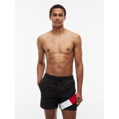 Badeshorts "SF MEDIUM DRAWSTRING", Herren, Gr. M (50), N-Gr, schwarz, Microfaser, Polyamid, TOMMY HILFIGER SWIMWEAR, unifarben, Badehosen Badeshorts, mit Tommy Hilfiger Markenlabel