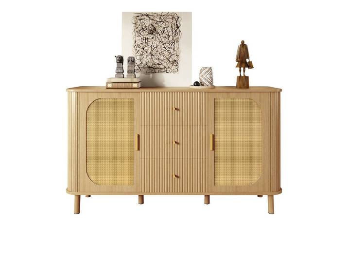 Fine Life Pro Sideboard Modernes Sideboard Holzoptik mit Schubladen, Regalen & Metallbeinen., Vielseitiges Must-have für Wohnzimmer – stilvoll & praktisch.