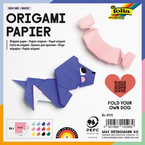 Folia Faltblätter 9115, Duo Uni, 13 x 13cm, 80g/m², 12 Farben sortiert, 96 Blatt