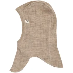 Müsli Woll-Schlupfmütze Rippqualität Merinowolle, beige, 80