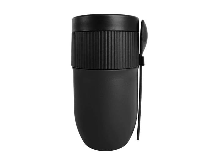 Sagaform Pot isotherme à yaourt Ted avec cuillère Noir, 32 cl