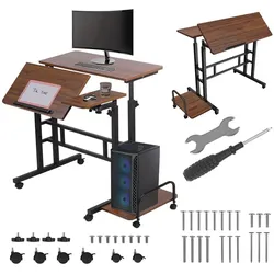 Maclean, Schreibtisch, Mobiler Laptop-Tisch MC-124 B