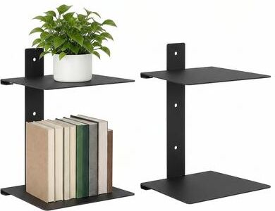Garvee Invisible Metal Wall Bookshelf – Floating Double Layer Shelves for Modern Book Storage