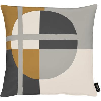 Dekokissen APELT "Raoul" Gr. 1, bunt (braun, weiß, schwarz, bedruckt), B:46cm L:46cm, Baumwolle, Leinen, Dekokissen_Sitzkissen_Kissenhüllen, im Bauhaus-Stil, Kissenhülle ohne Füllung, 1 Stück