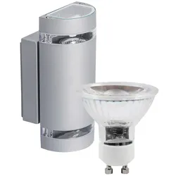 MegaLight LED Wandleuchten Set, halbrund in grau inkl. 2x LED Leuchtmittel 5W