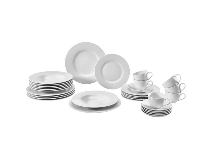 Villeroy & Boch Kombiservice, Weiss, Keramik, 30-teilig, Uni, 200 ml,200 ml, Geschirr, Geschirr-Sets, Kombiservice