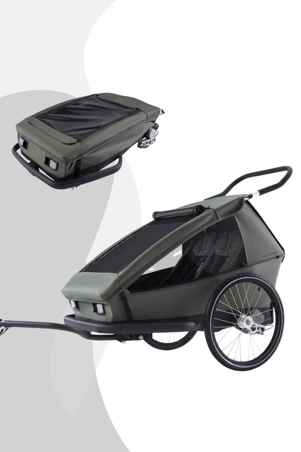 CROOZER Kid Ellma 2 2in1 Kinderfahrradanhänger, Farbe:Moss Green