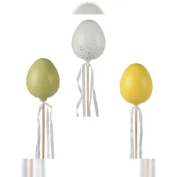Decoris 1 Osterstecker Osterei 12x76cm bruchfester Blumenstecker Ei am Stab Pflanzstecker Pflanzendeko Dekostecker Dekoei Osterdeko Frühlingsdeko