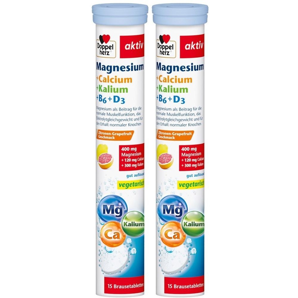 Doppelherz Magnesium+Calcium+Kalium Brausetabl. 2x 2x15 St Brausetabletten