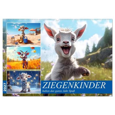 Ziegenkinder haben das ganze Jahr Spaß (Wandkalender 2027 DIN A2 quer), CALVENDO Monatskalender