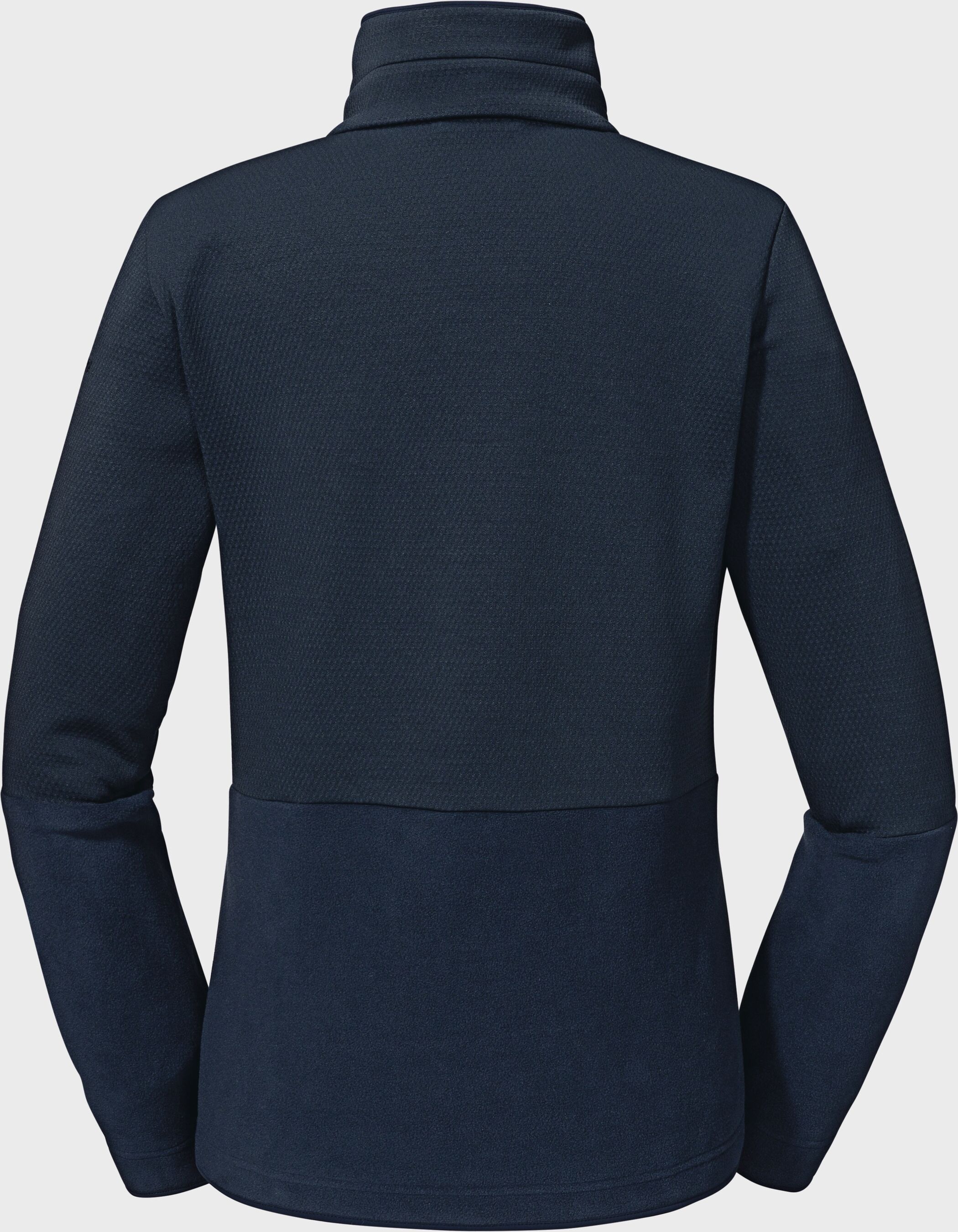 Fleecejacke SCHÖFFEL "Fleece Jacket Pelham L", Damen, Gr. 34, blau (8820, blau), Oberstoff Rumpf oben: 100% Polyester Oberstoff Rumpf unten: 100% Polyester, regular fit, hoch geschlossener Ausschnitt, Jacken Fleecejacke 8820, blau 34