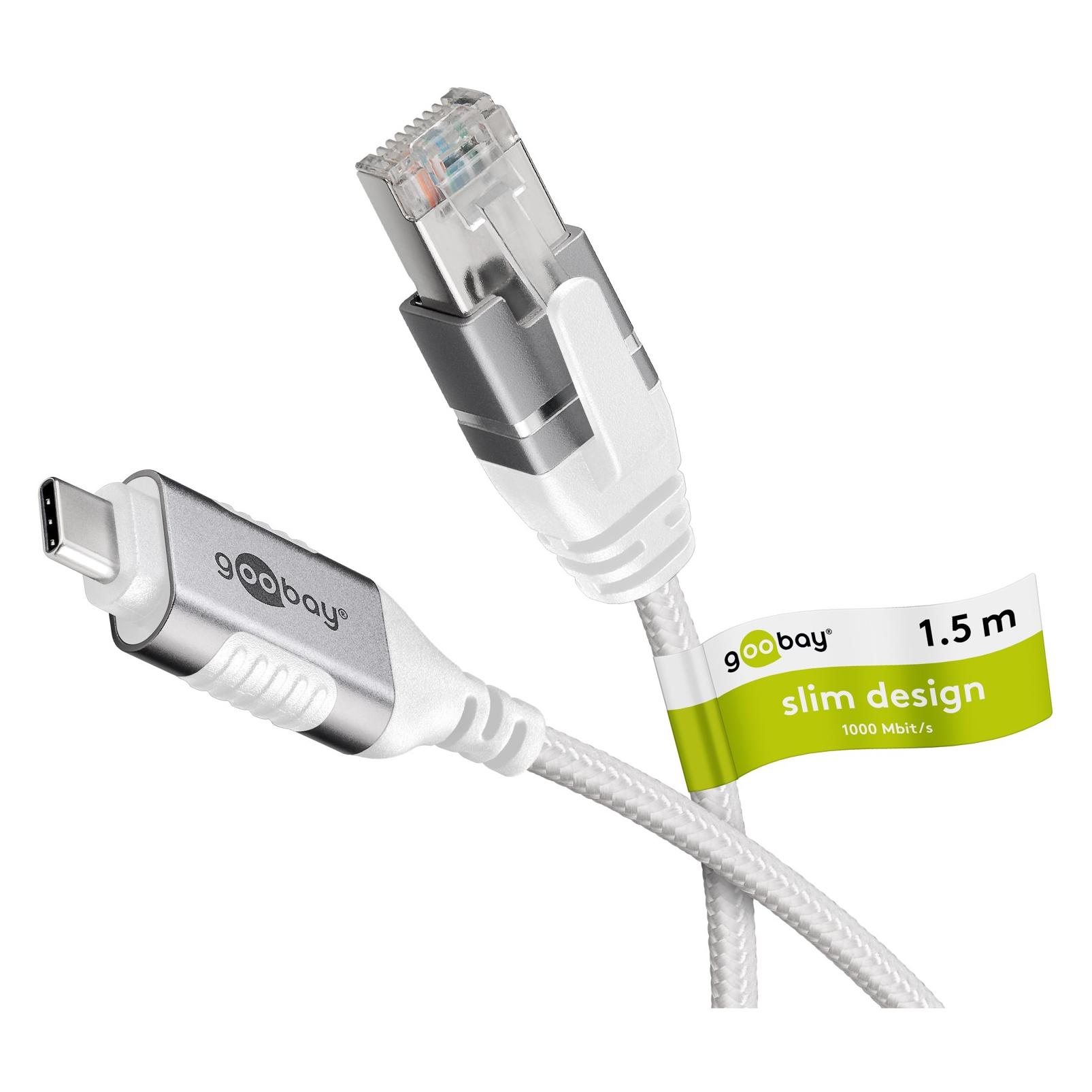 Goobay Ethernet-Kabel USB-C 3.1 auf RJ45, Slim, 1,5 m (USB 3.1, USB-C, RJ45 (1x)) (74386)