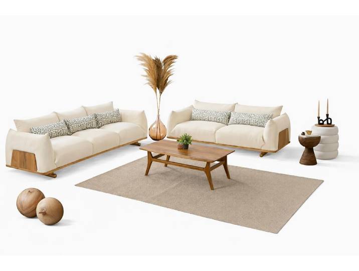 Xlmoebel Polstergarnitur Exklusives Weißes Sofa-Set Moderner 3-Sitzer und 2 Couchen, (Polstergarnitur, 2-tlg., 3- und 2-Sitzer), Made in Europa