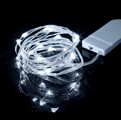 Inspire Curations Battery Operated Silver Wire Firefly Fairy String Lights white 2m 20led